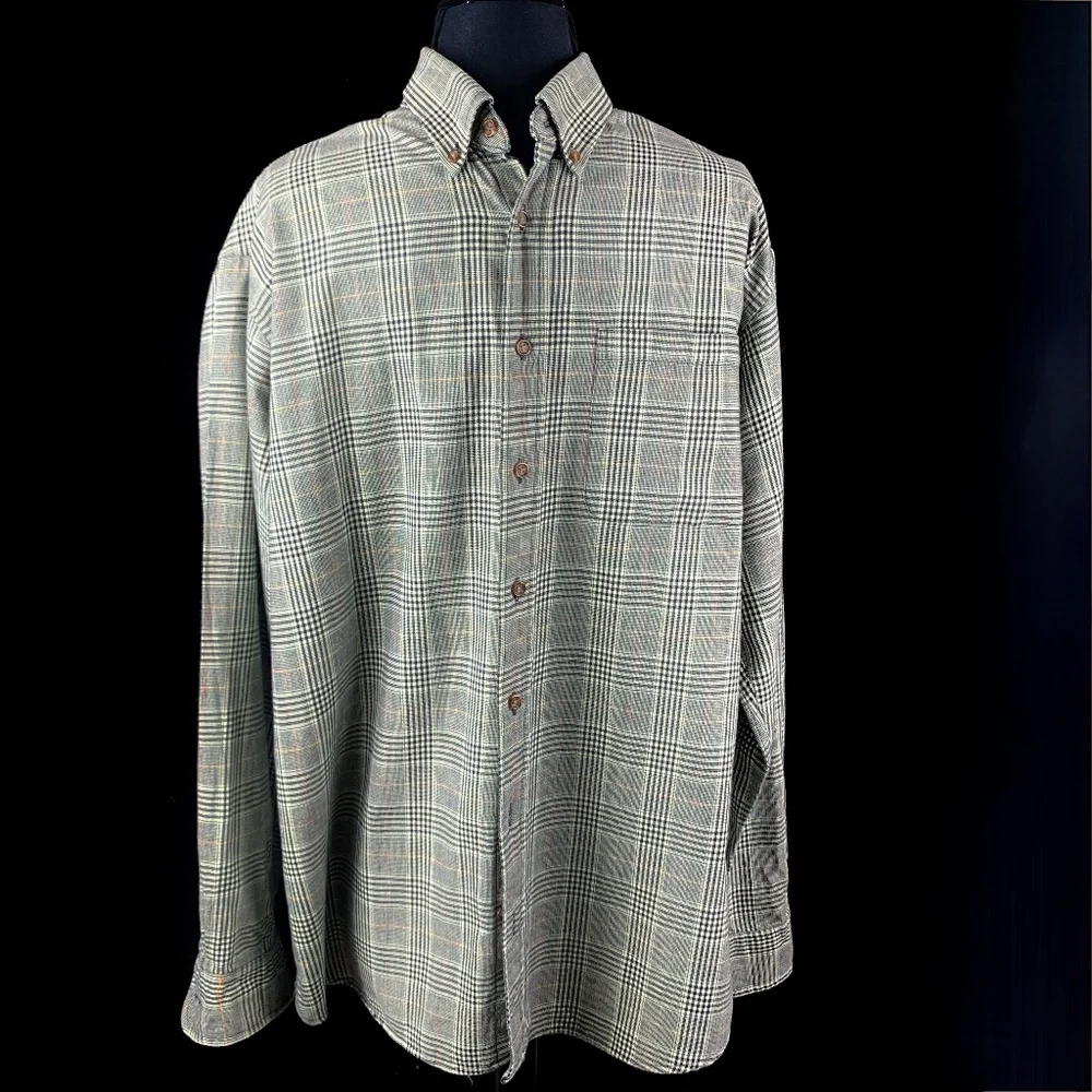 Viyella London Flannel Button Down Shirt Lg Houndstooth Plaid Cotton Wool - Picture 9 of 10
